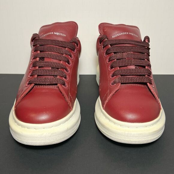 Womens ALEXANDER MCQUEEN Oversize Burgundy Red Leather Trainers / Size 6.5 - Picture 2 of 9